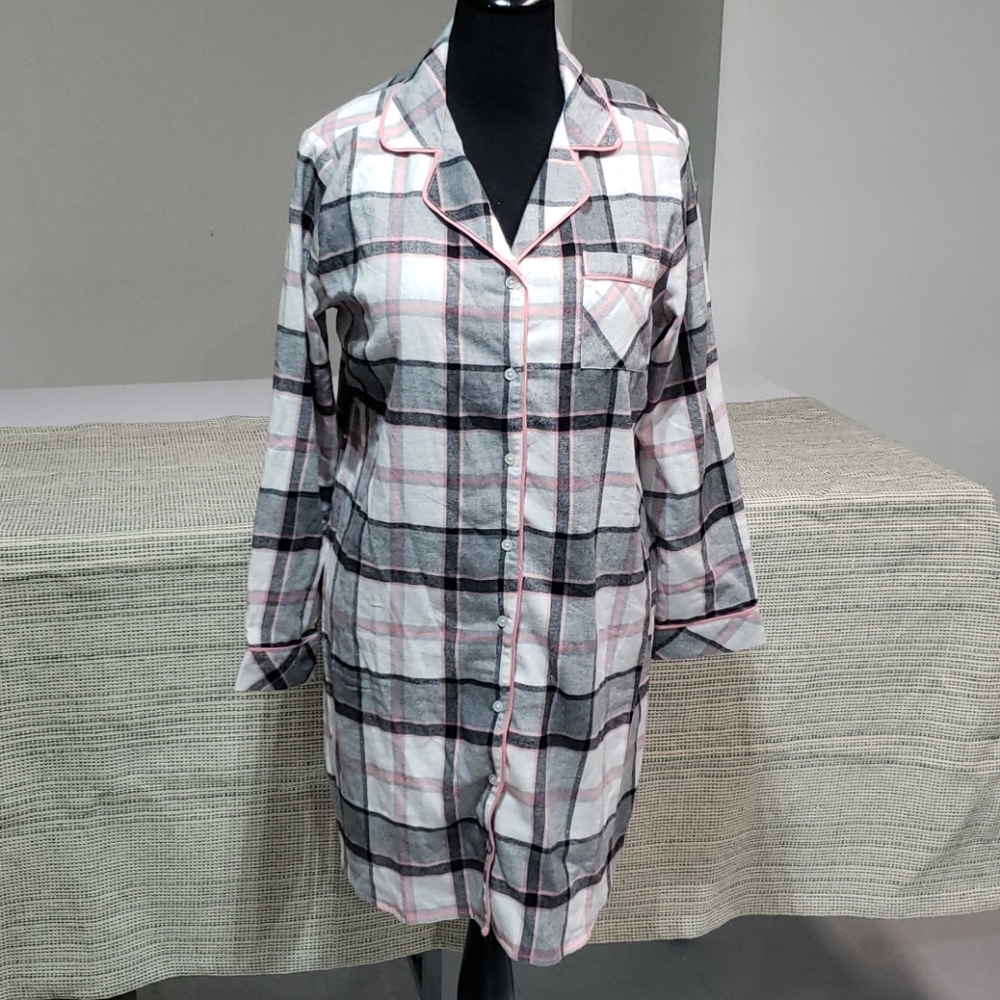 Liz Claiborne Sleepshirt XL/ Gry & Wht